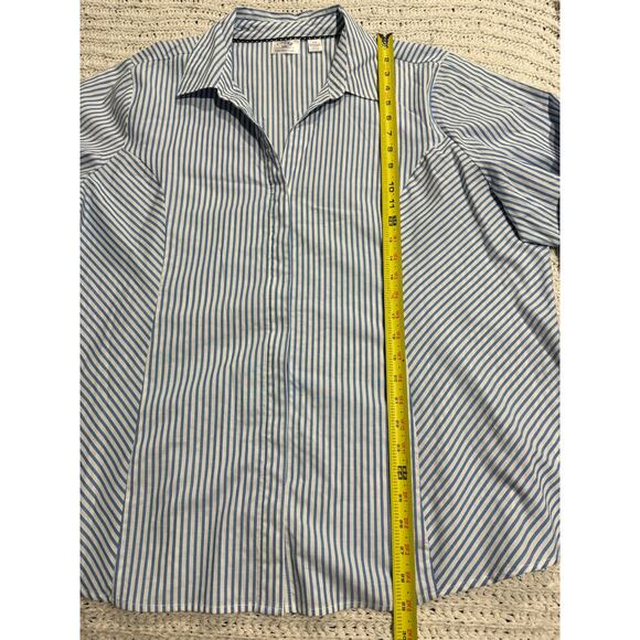 Riders by Lee Effortless Care Button Up Shirt Womens Plus Size 2X Blue Stripe - Picture 5 of 11